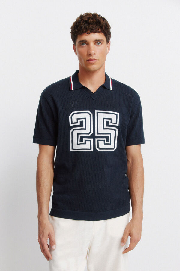 Springfield Jacquard sport polo shirt blue
