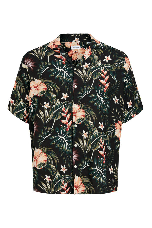 Springfield Camisa de manga curta com estampa floral preto