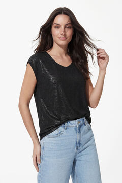 Pieces Kurzarm-T-Shirt mit Lurex