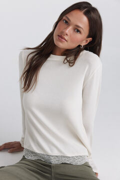 Springfield T-shirt manches longues en dentelle