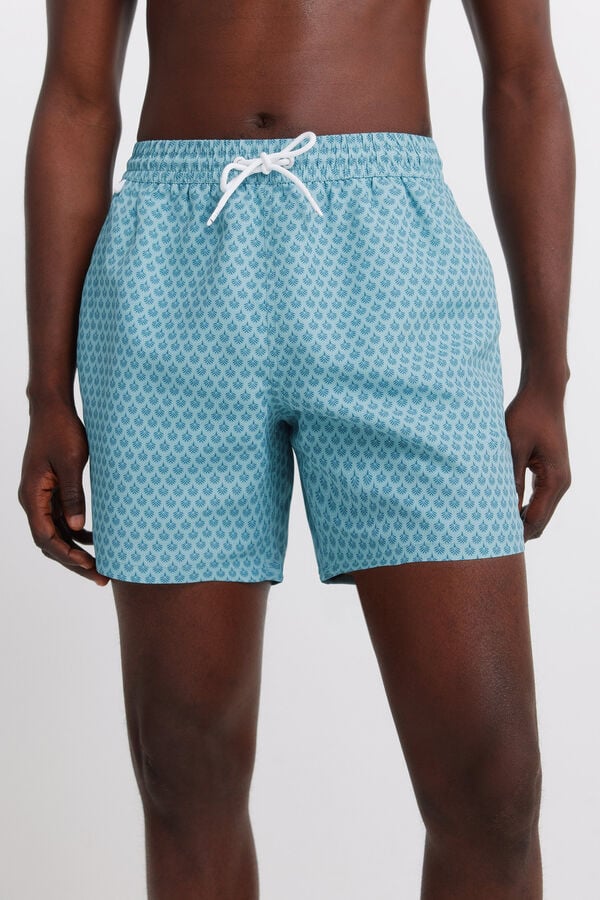 Springfield Printed mosaic zip pocket swimwear blue