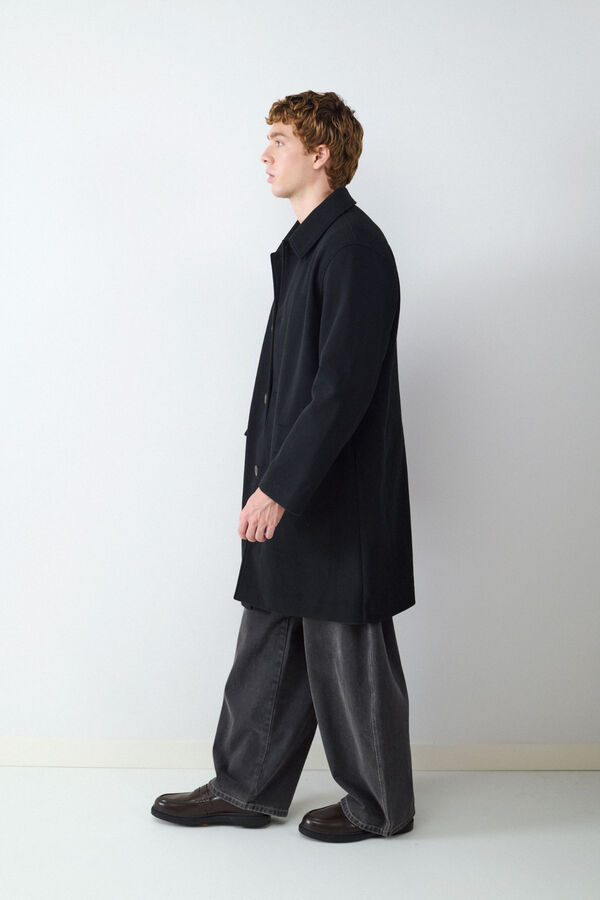 Balmohk Long wool coat black