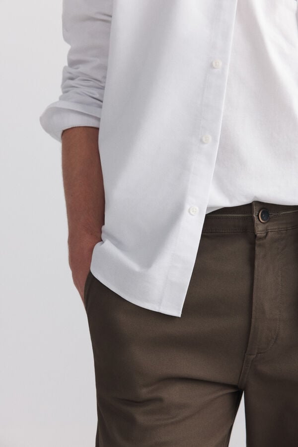 Springfield Pantal&oacute;n chino microestampado slim fit nude