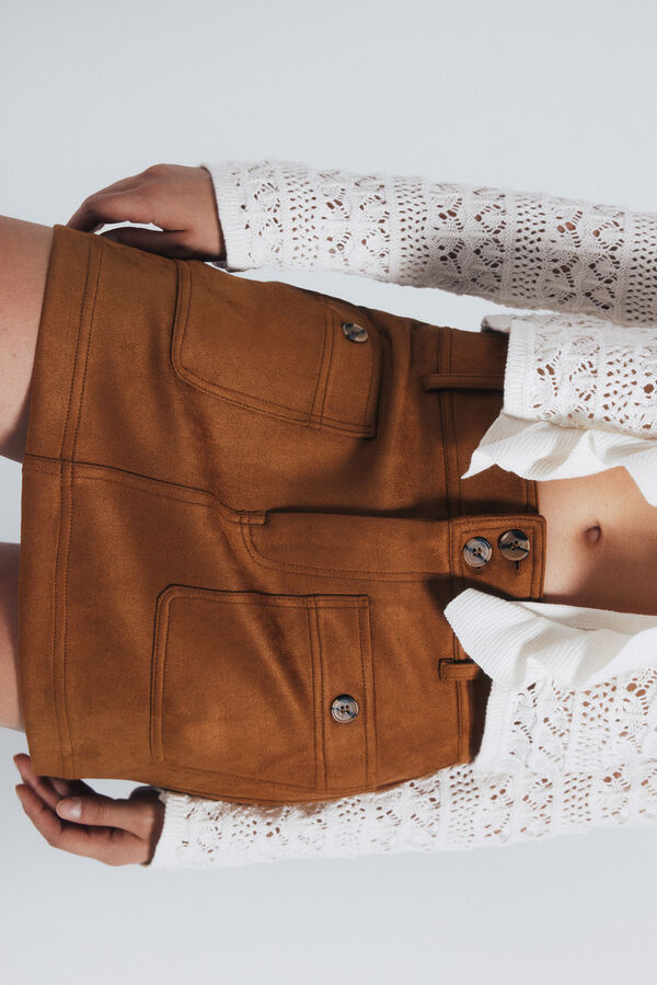 Springfield Short suede skirt nude