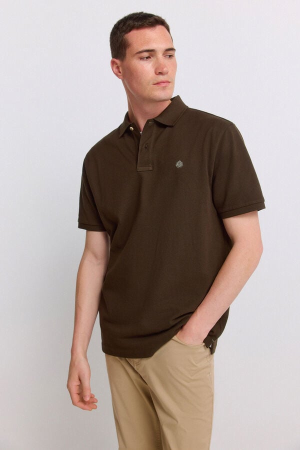 Springfield Piqu&eacute; basic regular fit polo shirt nude