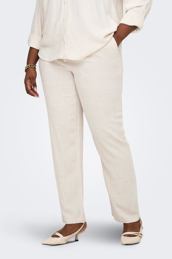 Only Carmakoma Pantal&oacute;n recto talla grande beige