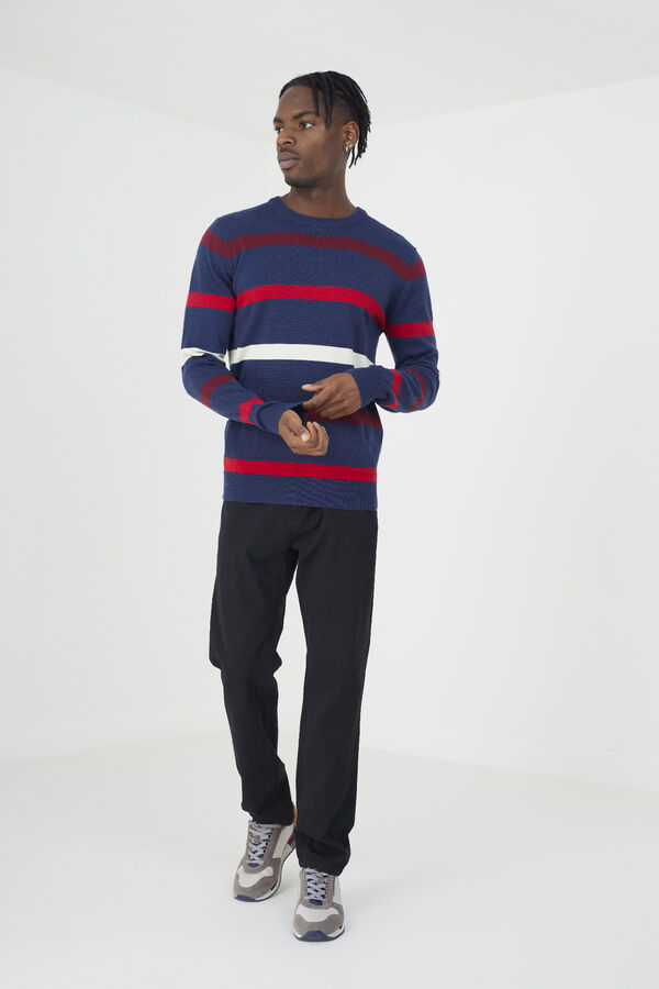 Brave Soul Camisola de malha &agrave;s riscas azul