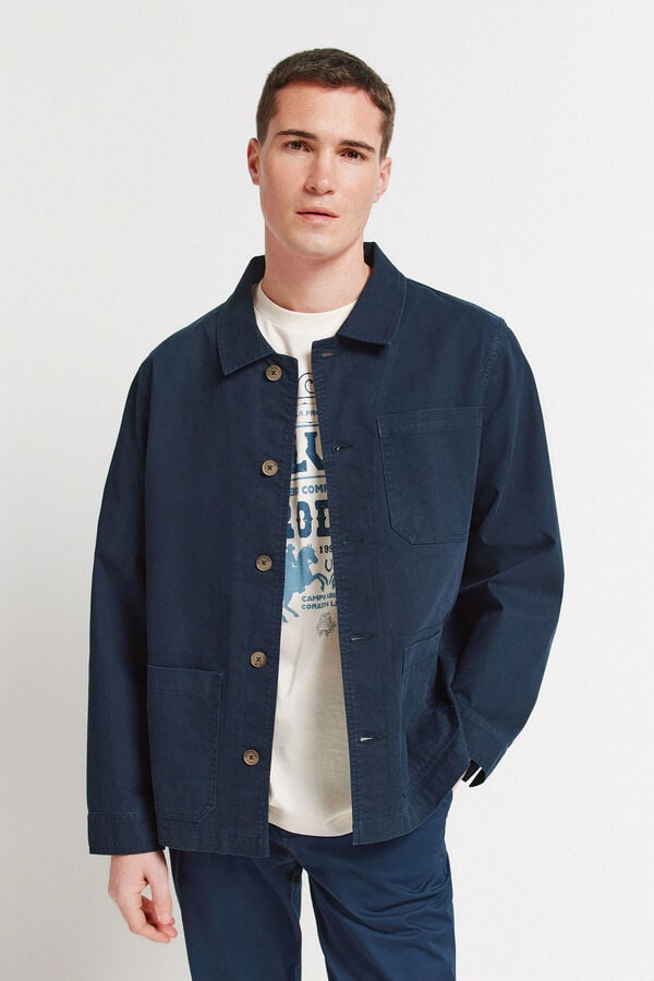 Springfield Cotton overshirt blue