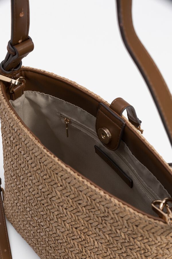 Tiffosi Bolso de paja trenzada marr&oacute;n