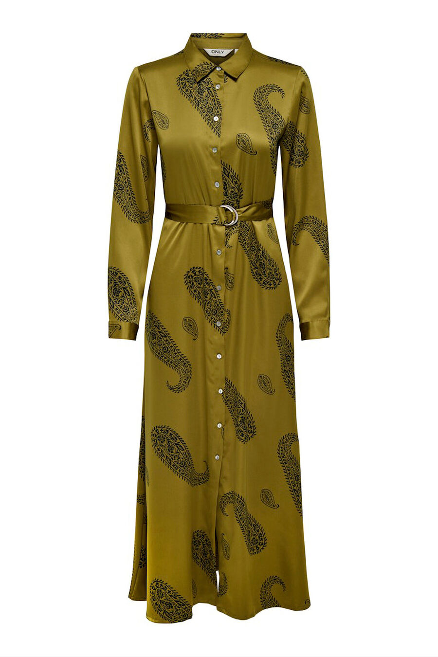 Vestido largo camisero satinado