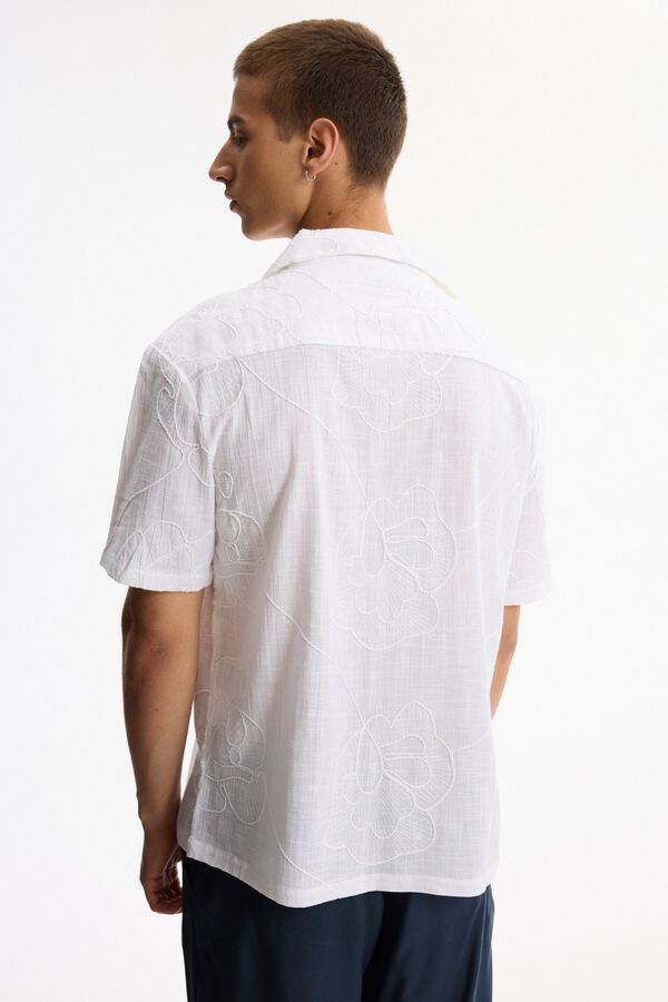 Inside Embroidered short sleeve shirt white