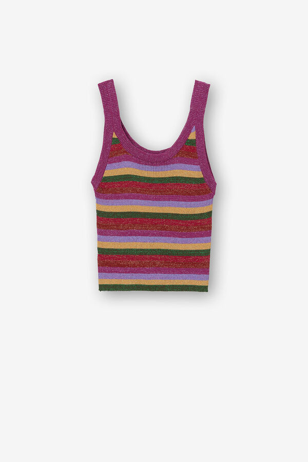 Springfield Striped Knitted Top with Glitter purple