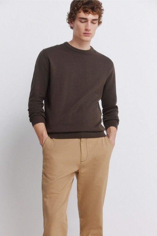 Springfield Slim fit comfort structured trouser brown