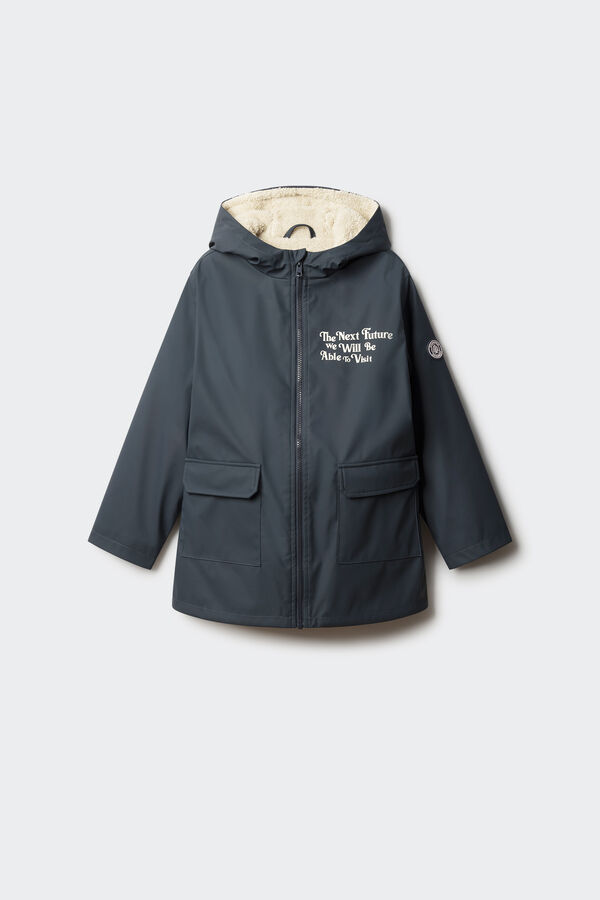 Springfield Kids Parka azul marinho com frase para criança azul