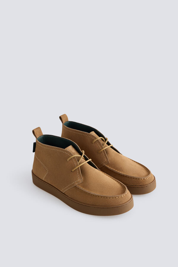 Springfield Suede leather ankle boot beige