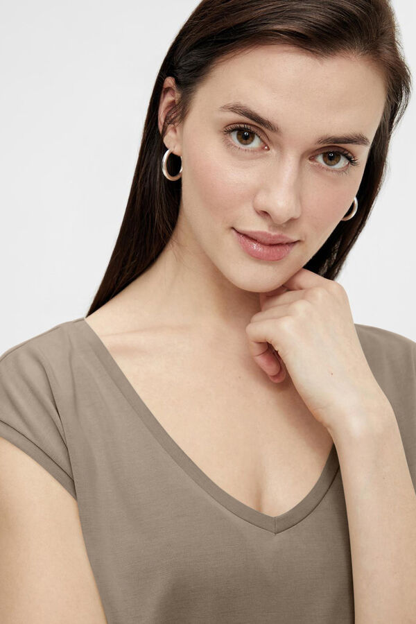 Pieces Camiseta b&aacute;sica manga corta beige