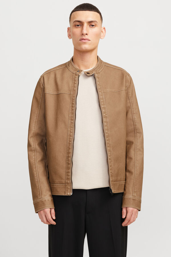 Jack & Jones Cazadora efecto piel beige