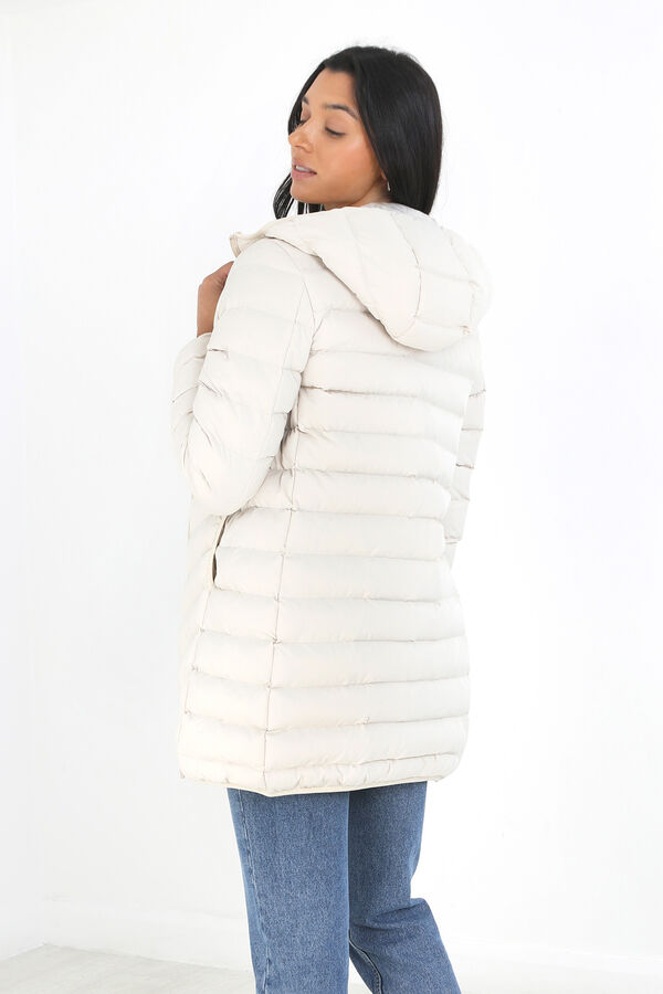 Springfield Quilted puffer jacket with hood ecru