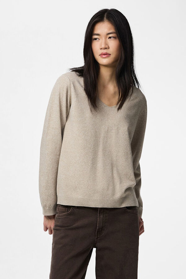 Pieces Basic V sweater grey