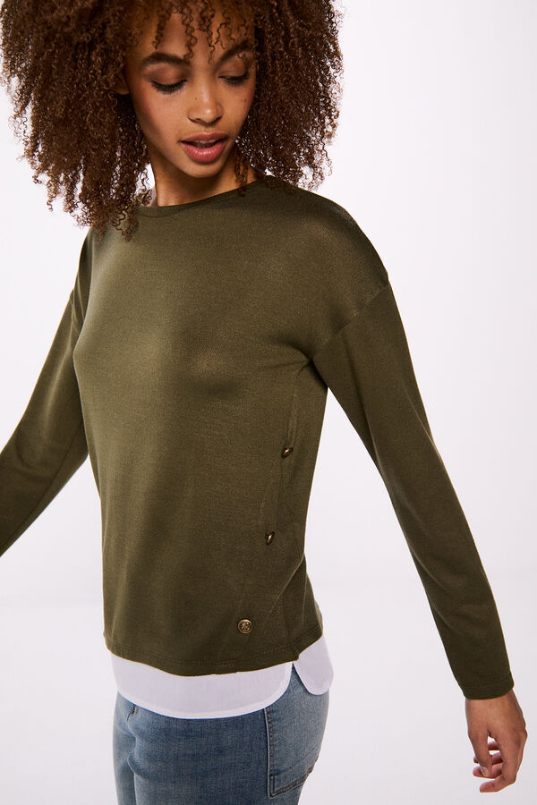 Springfield Kombinirana majica s gumbi sa strane Kaki