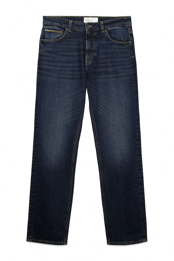 Springfield Regular fit dark wash jeans with frayed edges blue