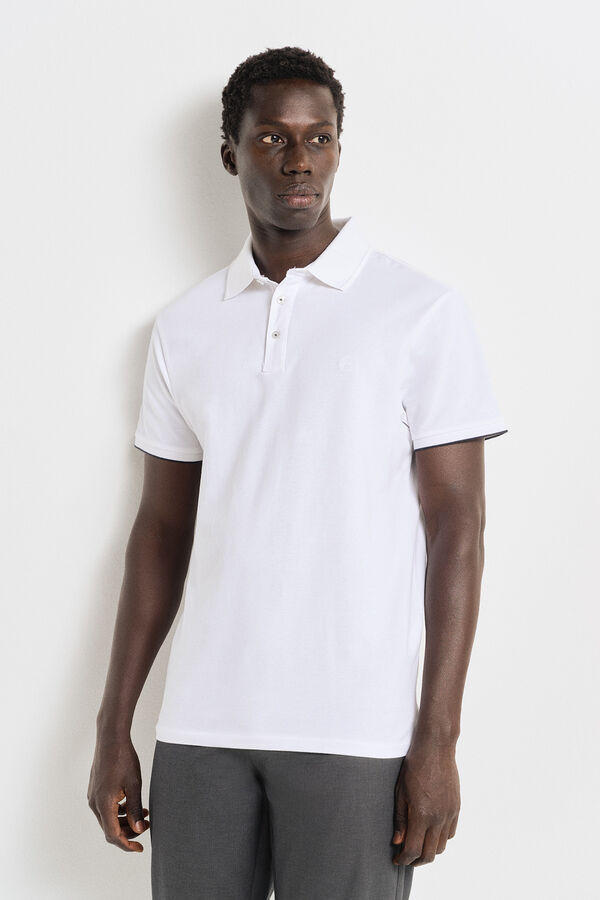 Springfield Slim fit contrast piqué polo shirt bela