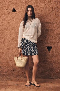 Springfield Saia curta em linho estampado &eacute;tnico