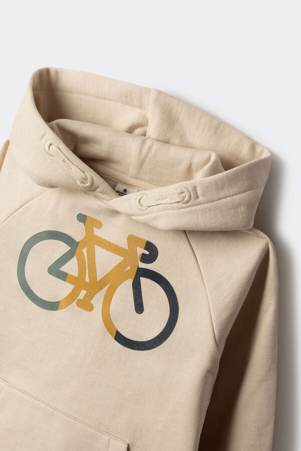 Springfield Sudadera capucha bici niño estampado fondo blanco