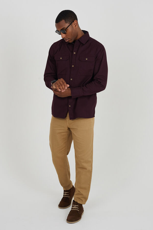 Springfield Long-sleeved shirt with pockets deep red
