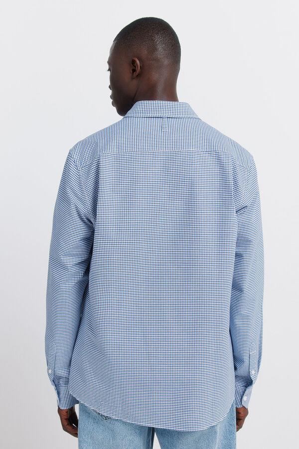Springfield Oxford gingham print wrinkle free shirt blue
