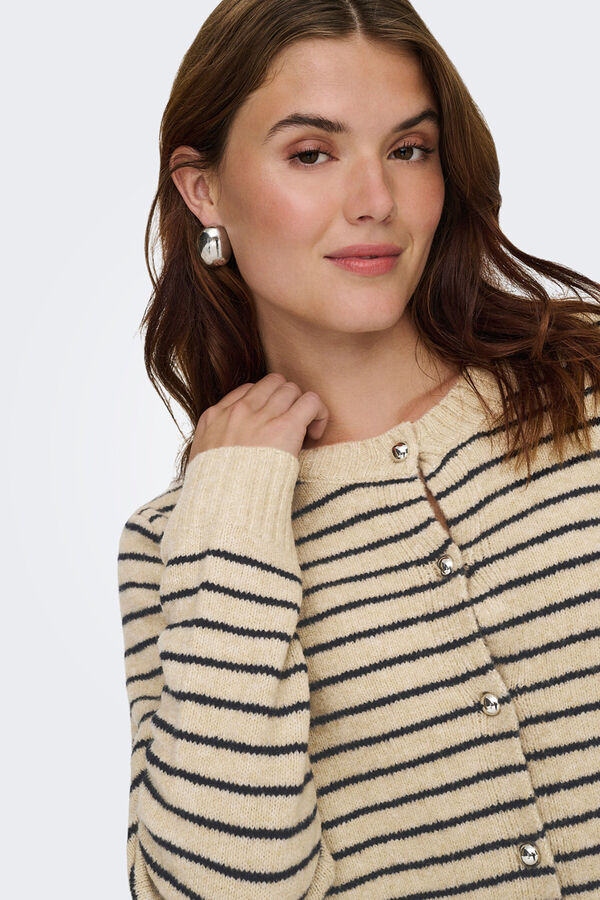 Only C&aacute;rdigan de rayas beige