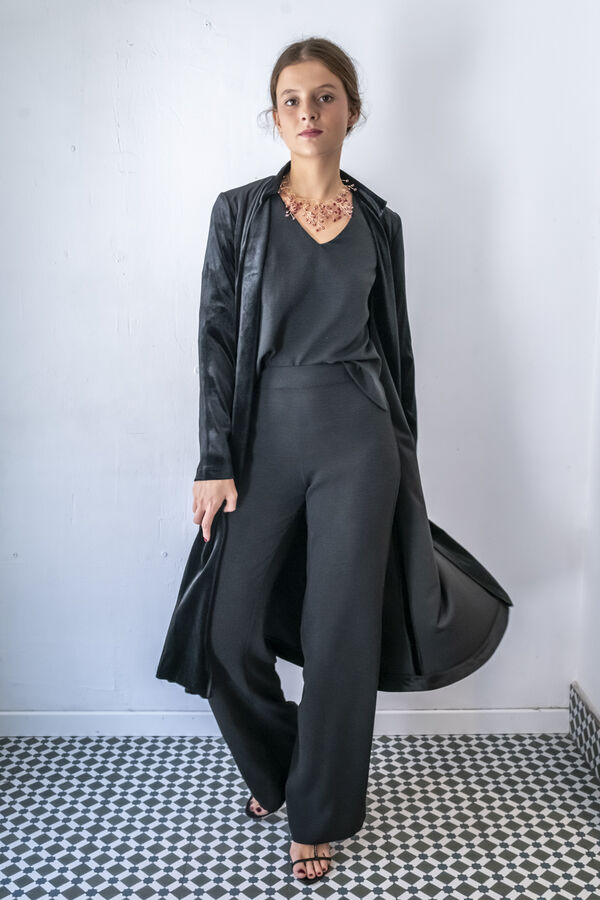 Cul Sac Abrigo midi cuello mao negro