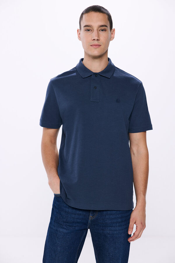 Springfield regular fit piqué polo shirt indigo blue