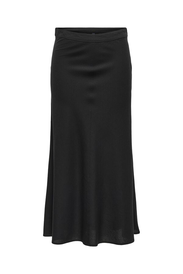Only Falda midi de lino negro