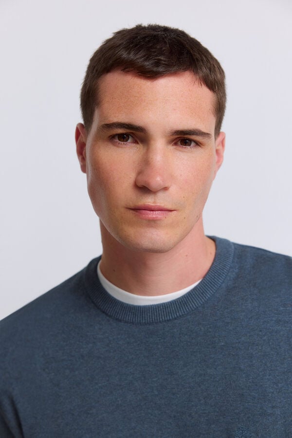 Springfield Basic round neck jumper blue