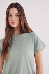 Springfield plumetis ruffle sleeve -shirt green