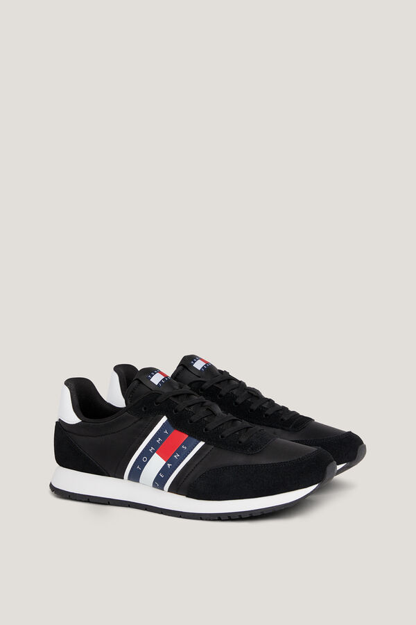 Springfield Men's Tommy Jeans runner trainer with flag crna