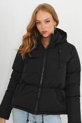 Springfield Quilted puffer jacket with hood crna