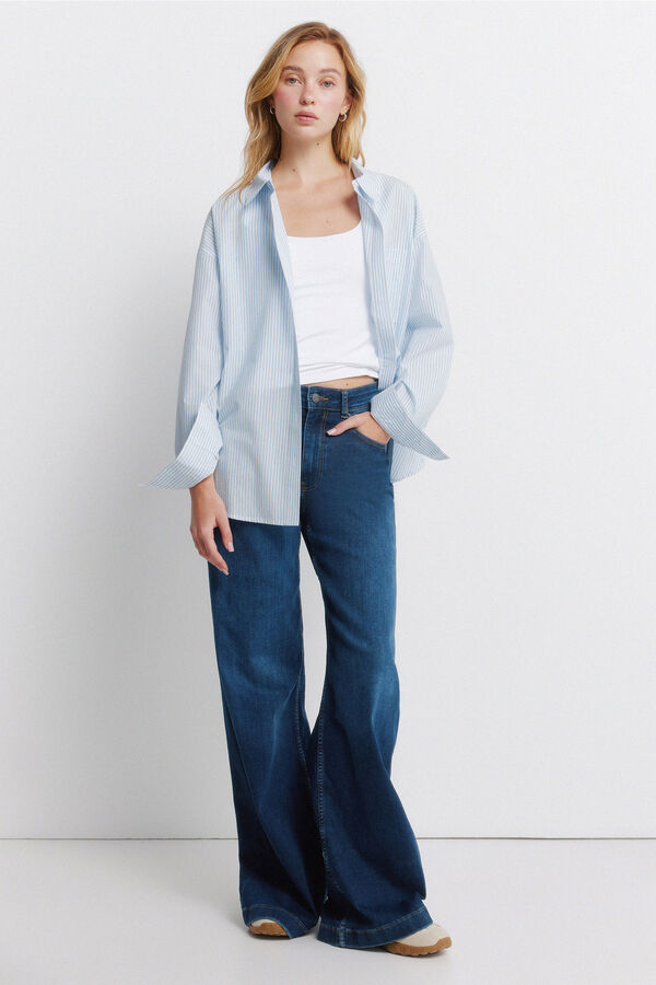 Springfield Striped oversize shirt blue