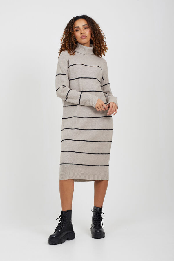 Brave Soul Jersey-Knit striped dress grey