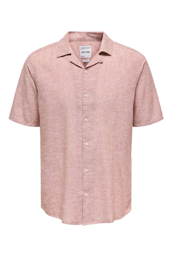 Only & Sons Linen shirt with short sleeves nude