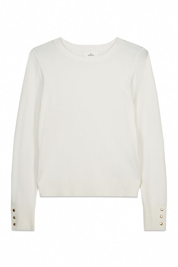 Springfield Fine knit jumper with button cuffs brown