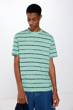 Springfield T-Shirt Streifen Aquarell Grün