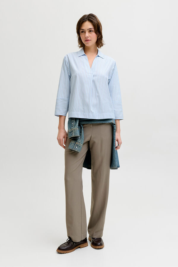 Jack & Jones Poplin long sleeve blouse blue