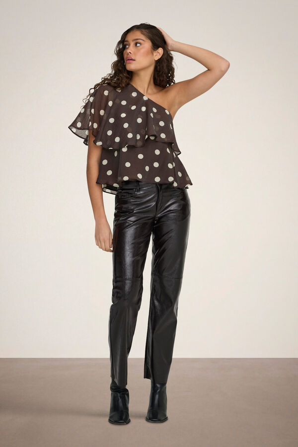 JDY Asymmetric ruffle top nude