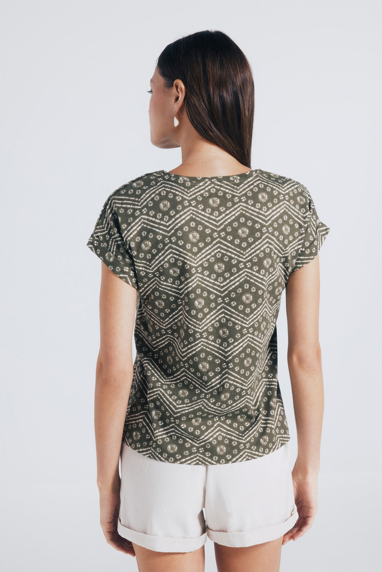 Springfield Printed buttons up shoulder t-shirt