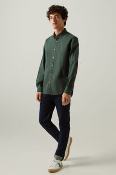 Springfield Twill shirt with elbow patches dark green