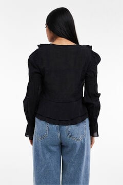 Topshop Top manga comprida plissado