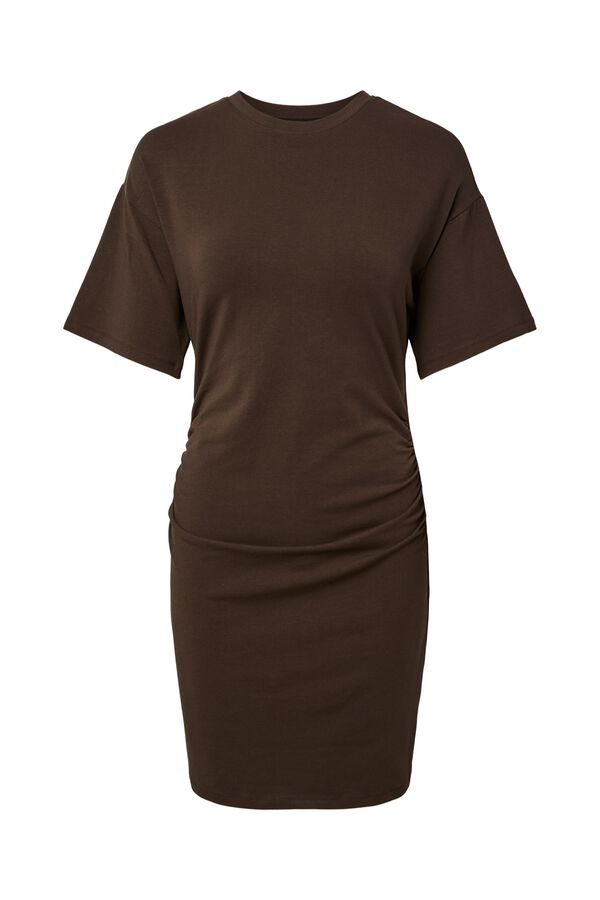 Pieces Short ruched dress brown