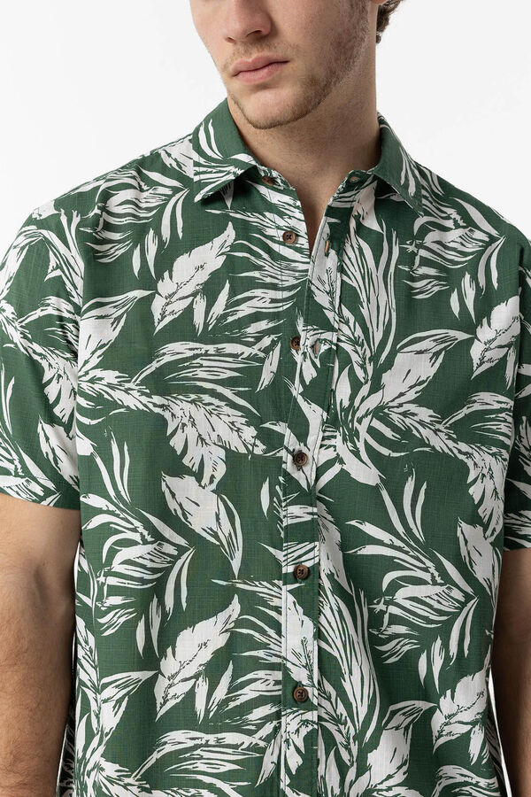 Springfield Regular fit printed shirt green